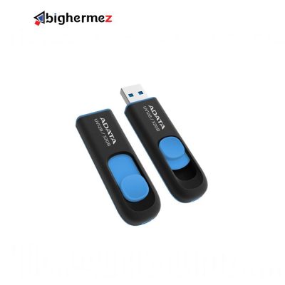 مموری فلش مموری USB3.2 ای دیتا مدل UV128 Black Blue ظرفیت 32 گیگابایتUSB3